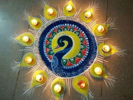 diwali rangoli designs with lights