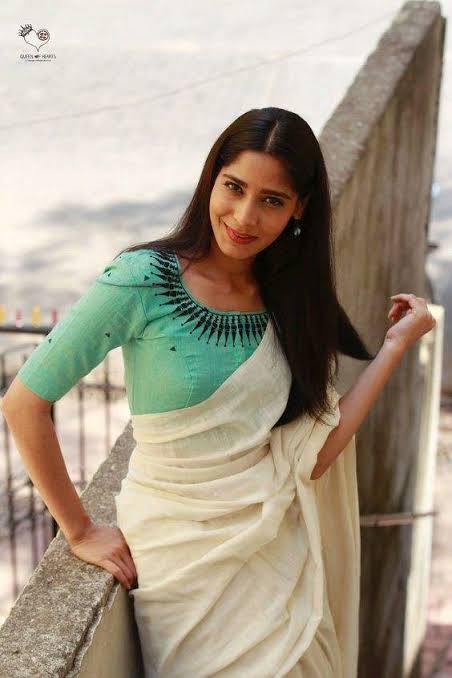 boat neck kerala saree blouse designs