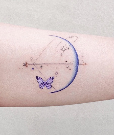 Bow & Arrow Butterfly Tattoo idea