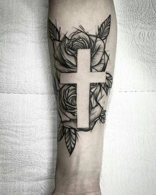 religious forearm tatoo
